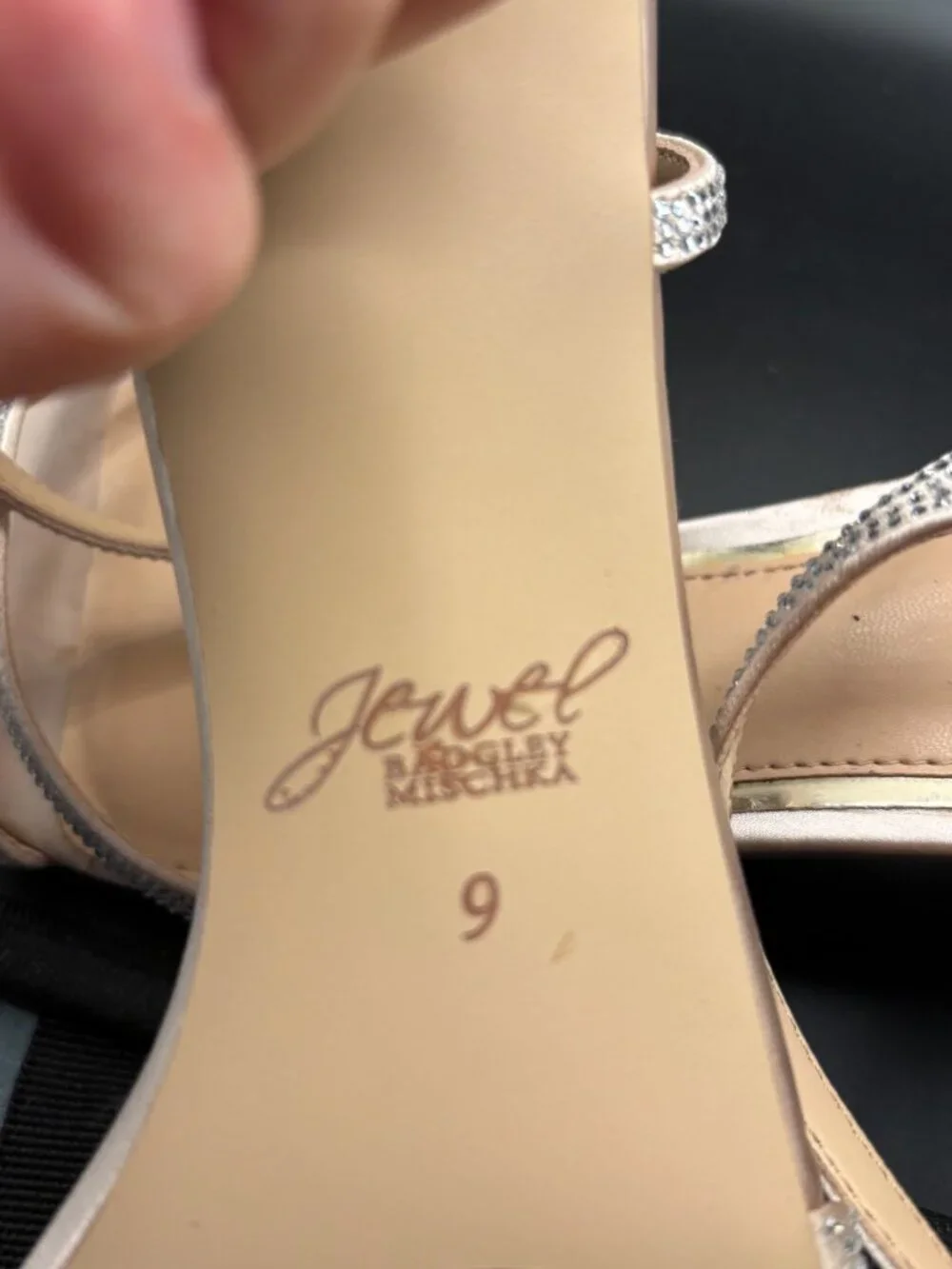 Jewel Badgley Mischka Omari II Sandals Sz 9 Rhinestone Block Heel Bridal Wedding